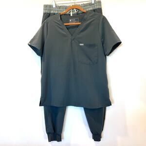 FIGS Women’s Scrubs Set Zamora Jogger XL Catarina Top L Green Gray Doctor Nurse